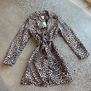 Chico’s Women’s 00 Trench Leopard Print Belted Trench Coat NWT